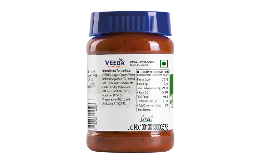 Veeba Pasta & Pizza Sauce   Plastic Jar  280 grams
